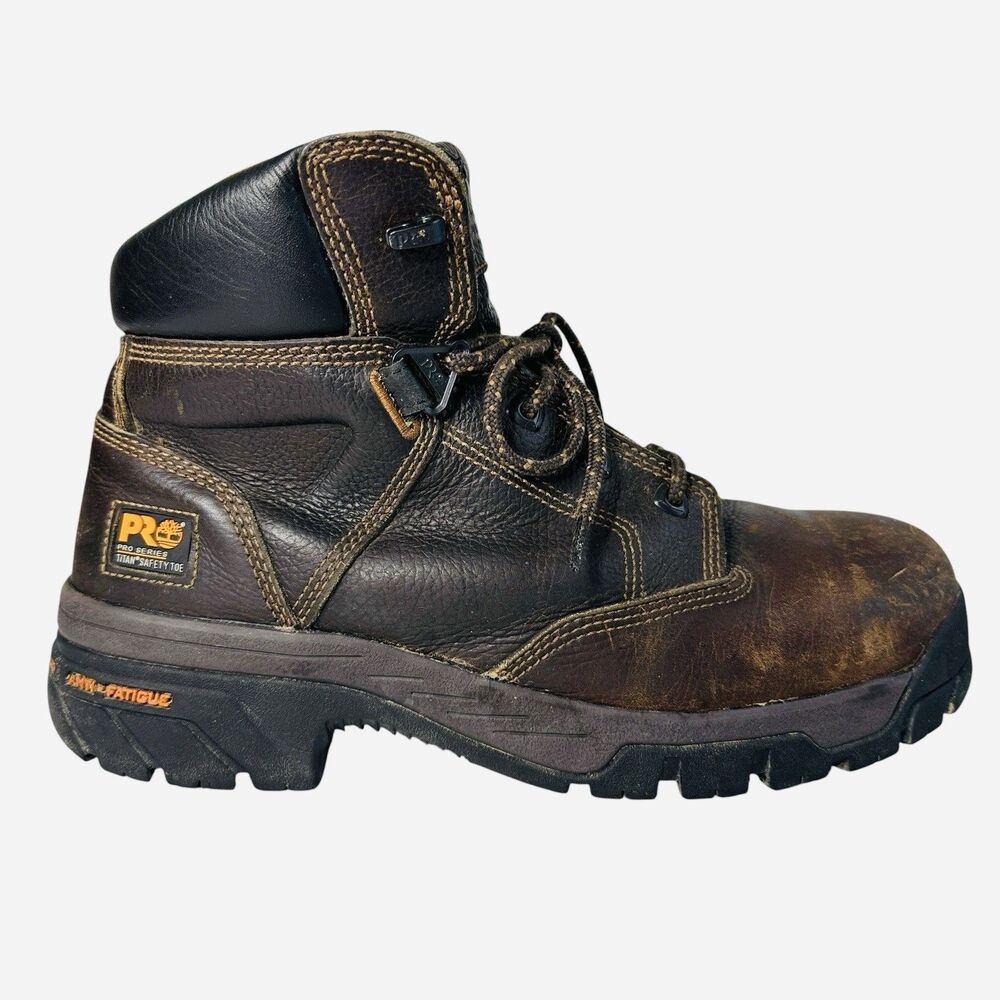 Timberland Pro Helix Titan 6 Men Sz 10M Alloy Toe Work Boots Brown Anti Fatigue